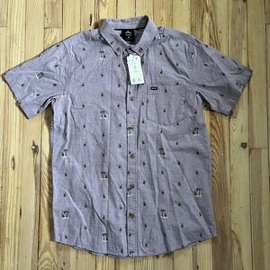 NWT Rip Curl Mens Short Sleeve Button Up Shirt Aloha Hawaiian Print Size Medium